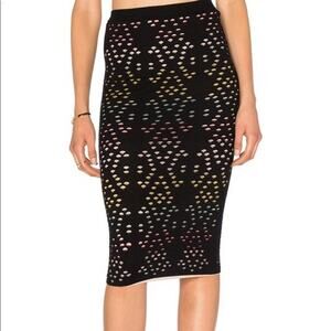 Alice + Olivia Ani Pencil Skirt Multi Color Black Size Small